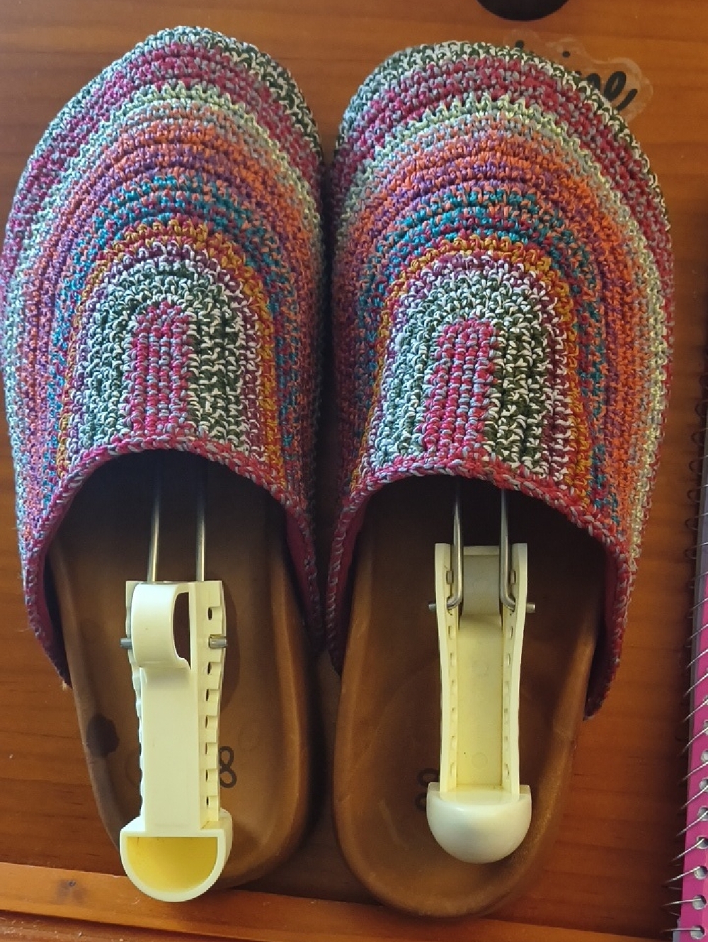 The Sak Multicolor Crochet Slip-On Clogs - Red, Orange, Green, Blue
